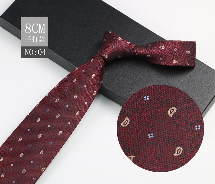 Мужской галстук 8 см Платье Джентльменский костюм Рубашка Бордовый Свадебный Жених Узор Ручная работа Деловой галстук