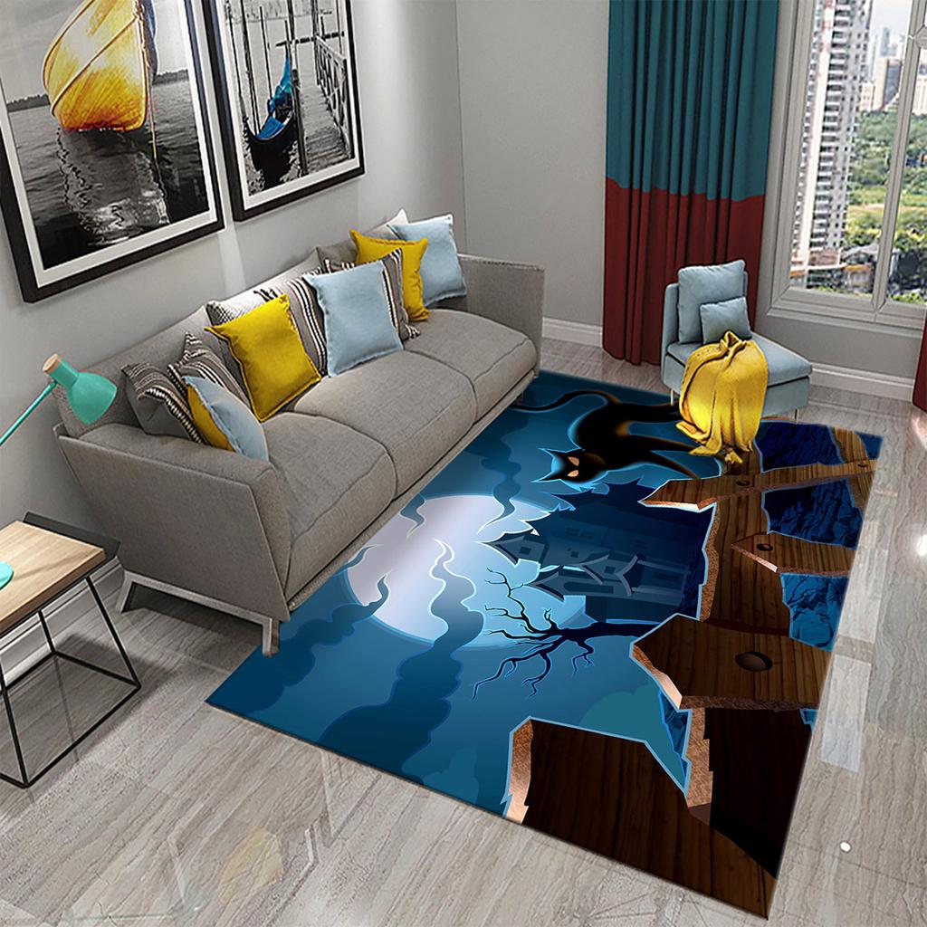 Коврик для спальни, коврик для ванной комнаты, домашний декор, нескользящий дверной коврик, милый загадочный ковер с черным котом, ковер для гостиной