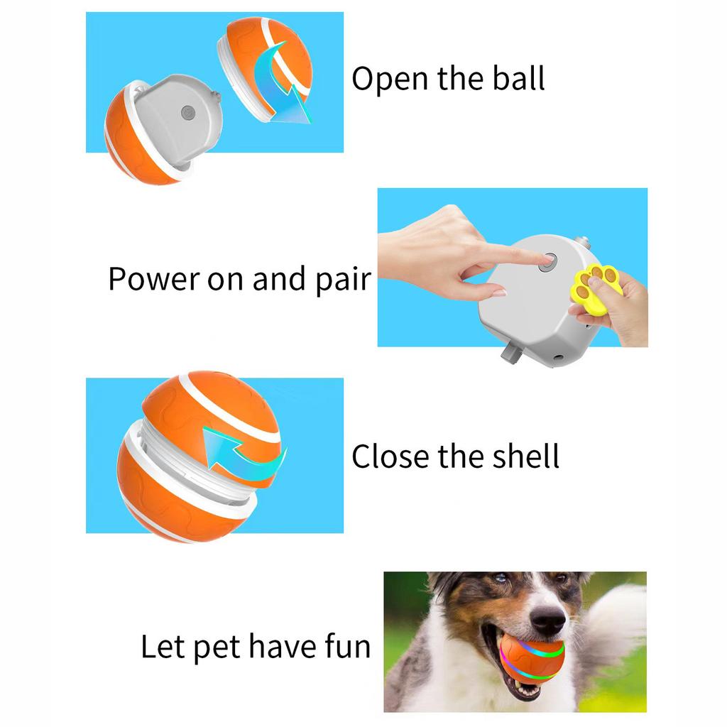 Smart Interactive Pet Ball Remote Control Flashing Rolling Jumping Rotating Waterproof Dog Chew Toy
