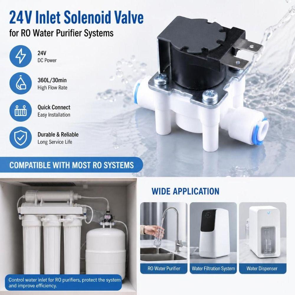 DC 24V Electromagnetic Valve Fast Response RO Solenoid Valve Water Purifier Valve  Water Filters