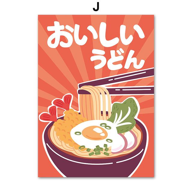 Яйцо Ламианская лапша японские суши Shaoju еда печать плакатов скандинавская настенная живопись маслом ресторан