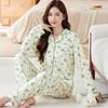 Пижама женская весенне-осенняя из имитации хлопка с длинным рукавом, осенняя новинка для мамы, домашняя одежда большого размера, комплект