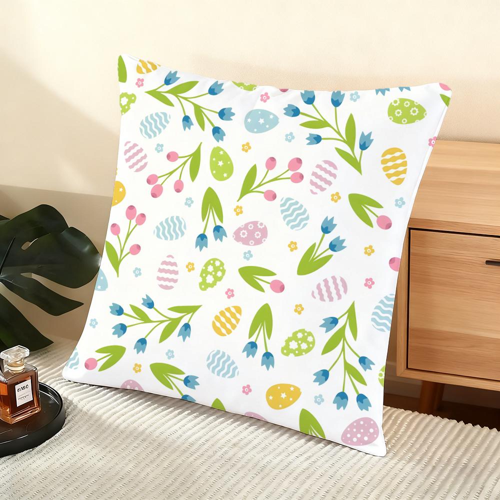 Easter Pattern Cushion Cover Soft Short Plush Pillow Cover Smooth Cozy Texture Aesthetic Cushion Case Home Decor
