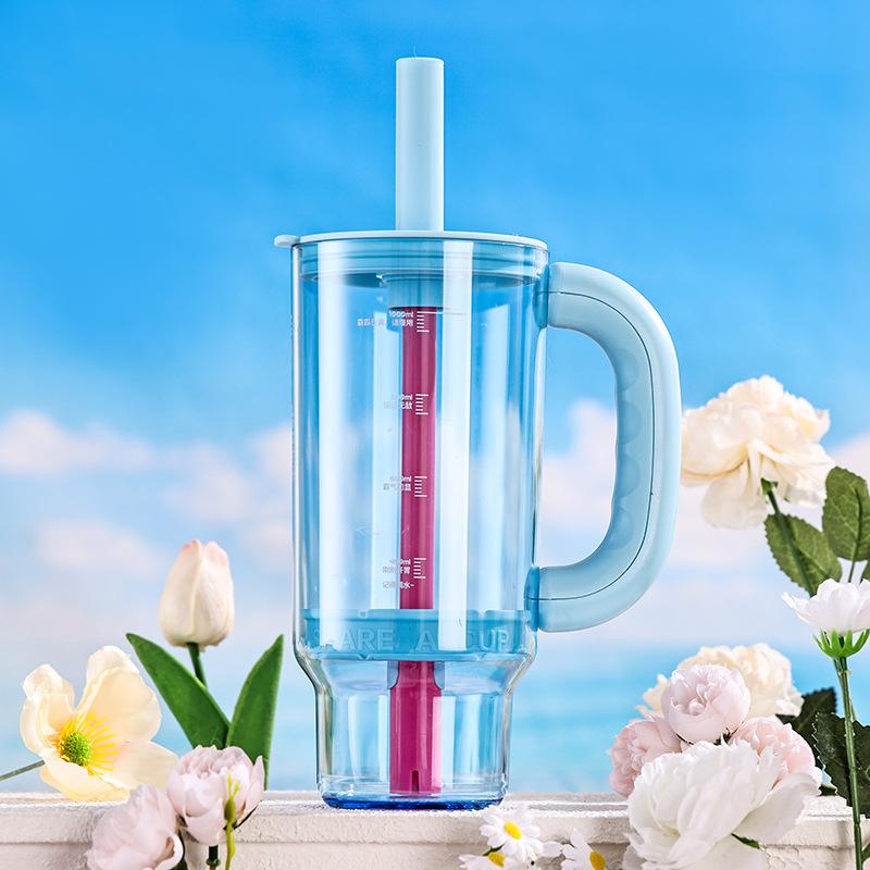 Бутылка для воды новая Ba Ba cup, большая емкость, стакан с трубочкой и ручкой, портативный ледяной стакан для автомобиля и улицы