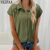 Женская мода повседневная летняя весна однотонная принтованная блузка с коротким рукавом и воротником-поло и рубашками