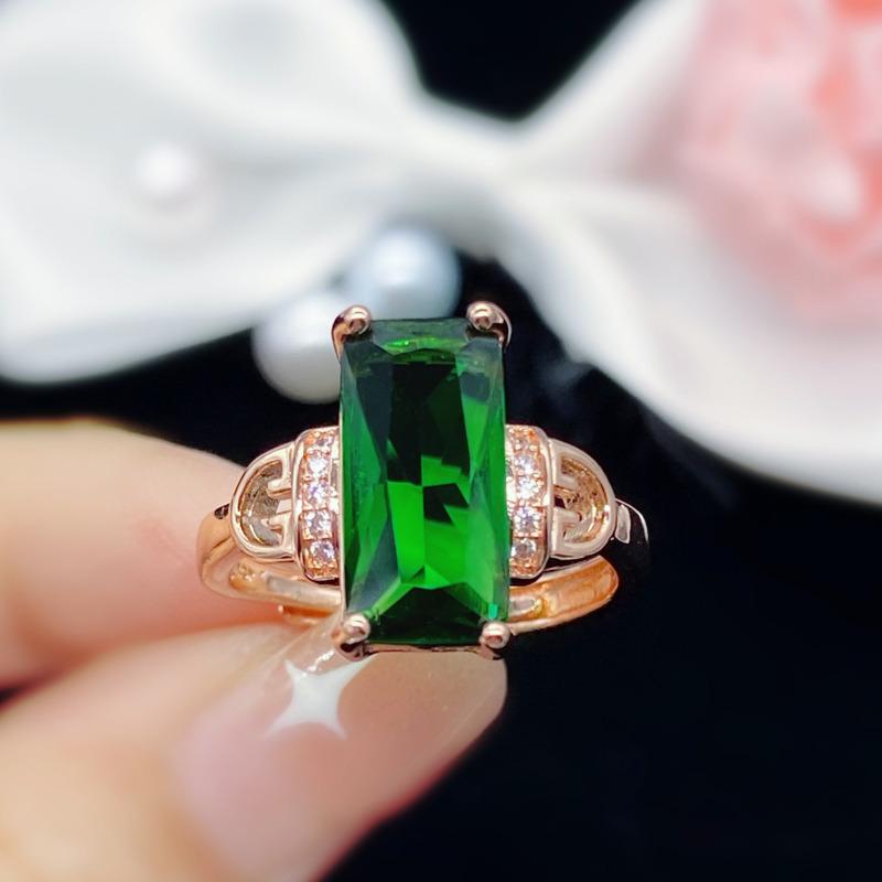 BELLA BOX Новые модные темпераментные кольца прямоугольной формы, зеленые открывающиеся кольца для женщин, циркониевые кольца для помолвки, изысканные простые ювелирные изделия, подарок
