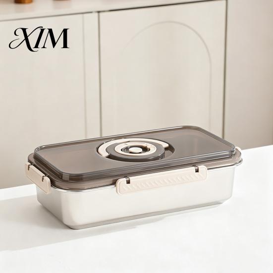 Bread Storage with Date Knob Airtight Stainless Steel Box, Clear Lid And Recording Large Capacity Food Container Keeper, for Sourdough