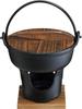 Irori Pot with Wooden Cast Gas IH Authentic Iron Pot for Heat Storage and Soft for Hotpot Boiled Stove 1 Lid, Iron, Fire, Compatible, Inn-like Meals,