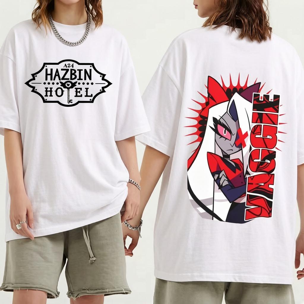 Hazbin Hotel Vaggie Tshirt Unisex Women Harajuku Short Sleeve Oneck Casual Shirt Gift SpringSummer New Arrivals Pure Cotton Tees