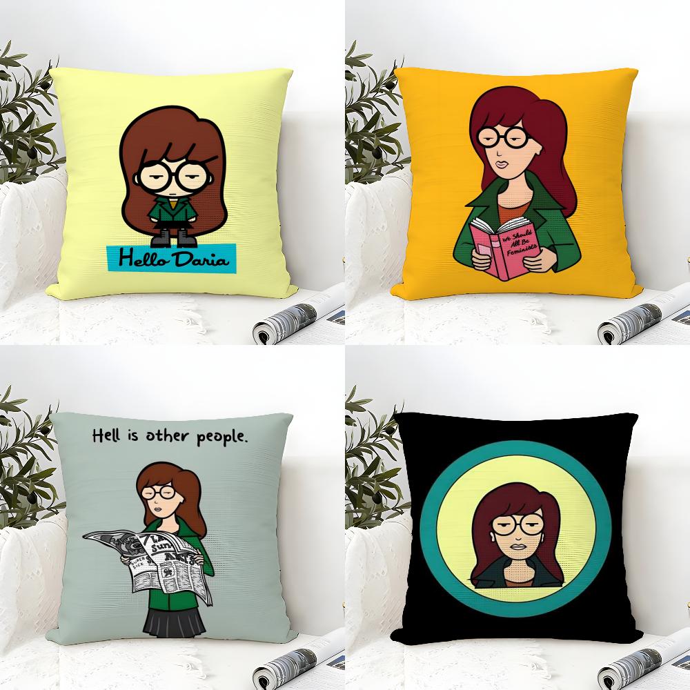 Cartoon DDaria Pillow Case Cotton Linen Fabric Square Zipper Pillowcase Home Decorative Living Room