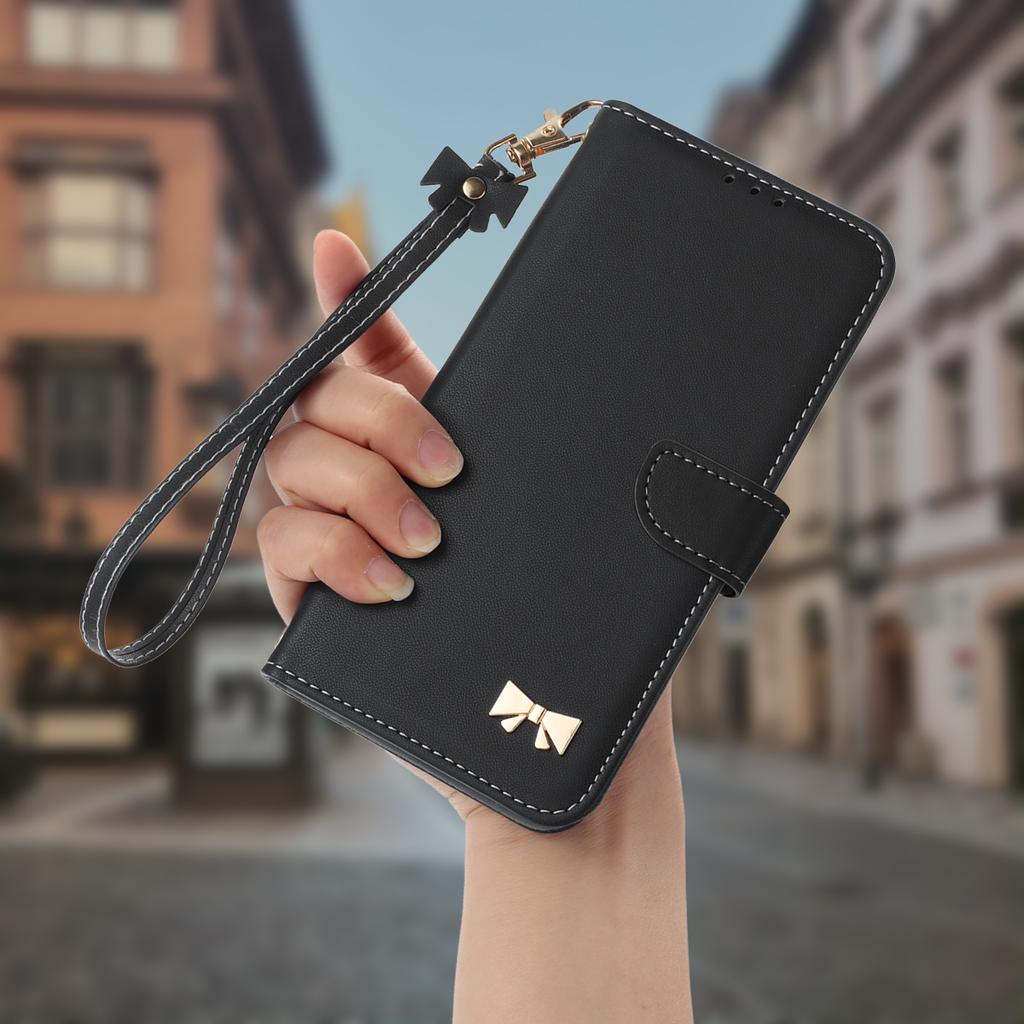 For Samsung Galaxy A07/A06 4G/5G Case Bowknot Decor Wallet Leather Phone Cover with Wrist Strap