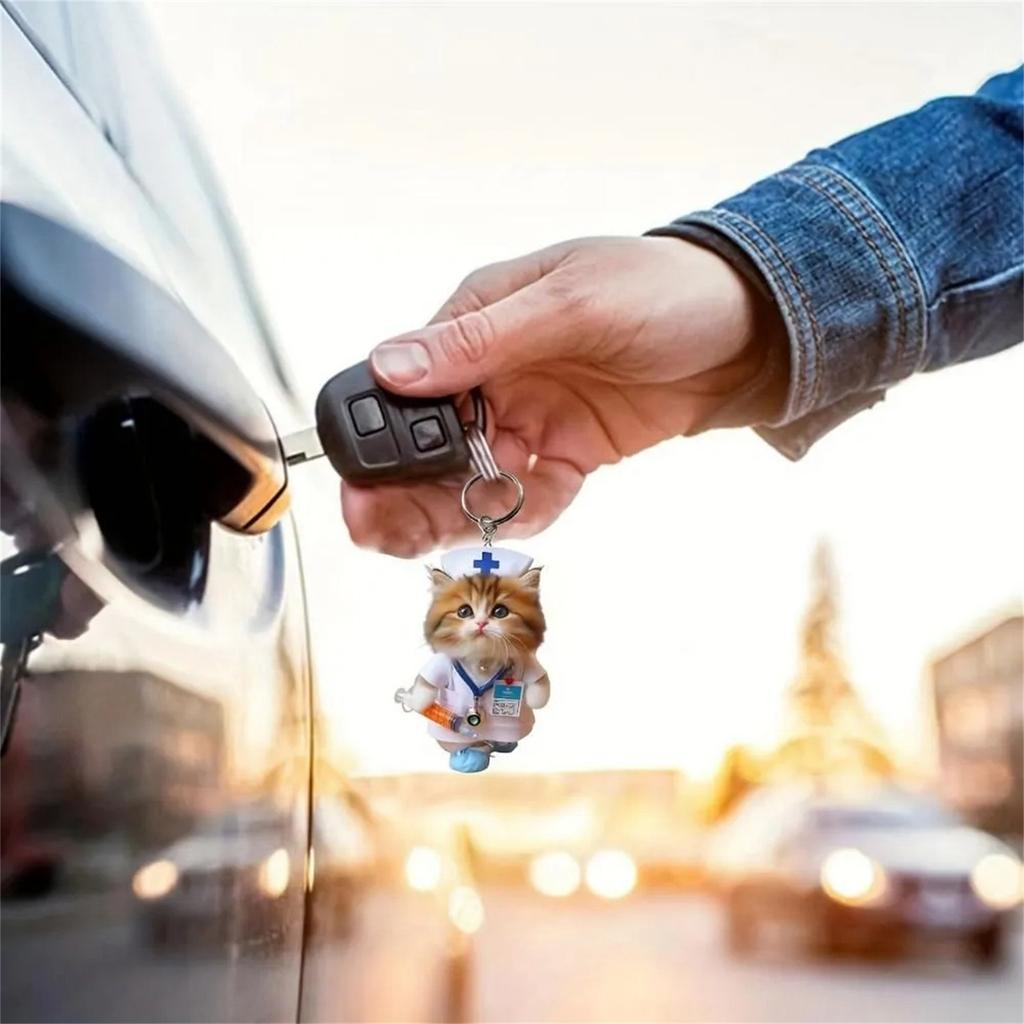 2D Симпатичный автомобильный акриловый плоский брелок для зеркала заднего вида