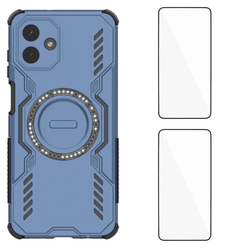 Для Samsung Galaxy A07 4G Магнитный чехол WANLONFENG DJ Series PC TPU Чехол для телефона с 2 шт. Защитная пленка из закаленного стекла