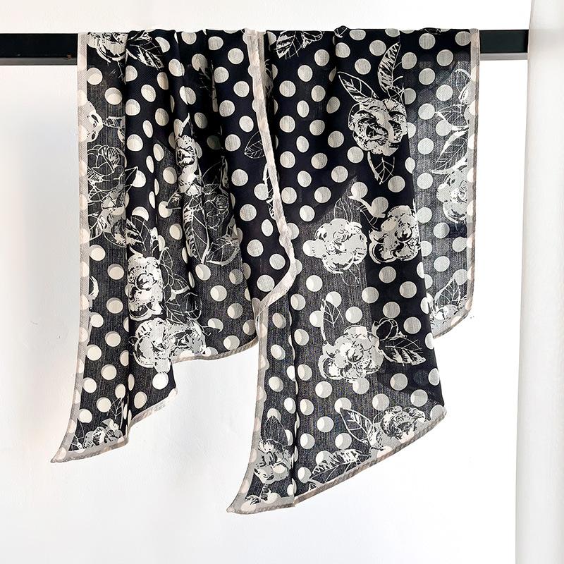 Polka Dot Retro Fashionable Printing New Style Long Strip Small Streamers Age-reducing Versatile High-end Professional Scarf Spring, Summer and Autumn