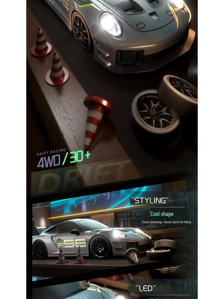 Высокоскоростная RC дрифт-машина: Полноприводный, Электрические огни, Гоночная игрушка с дистанционным управлением для детей
