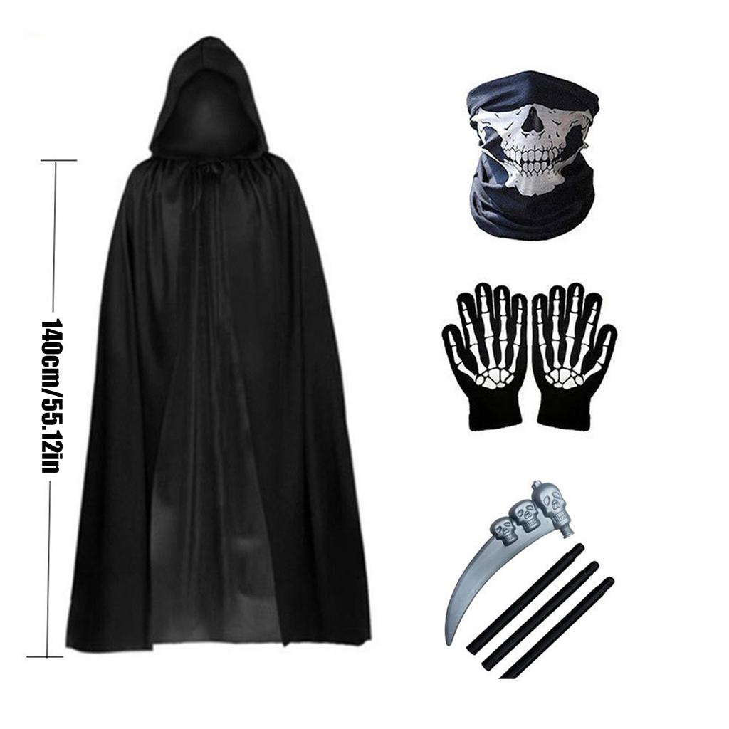 Комплект костюма для косплея игрового персонажа, Костюмы для вечеринки-маскарада, Костюмы для выставочных выступлений, Комплект черного плаща - Взрослый комплект из четырех предметов