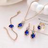 European & American Trendy Diamond Teardrop Jewelry Set: Necklace, Ring, Bracelet, Earrings