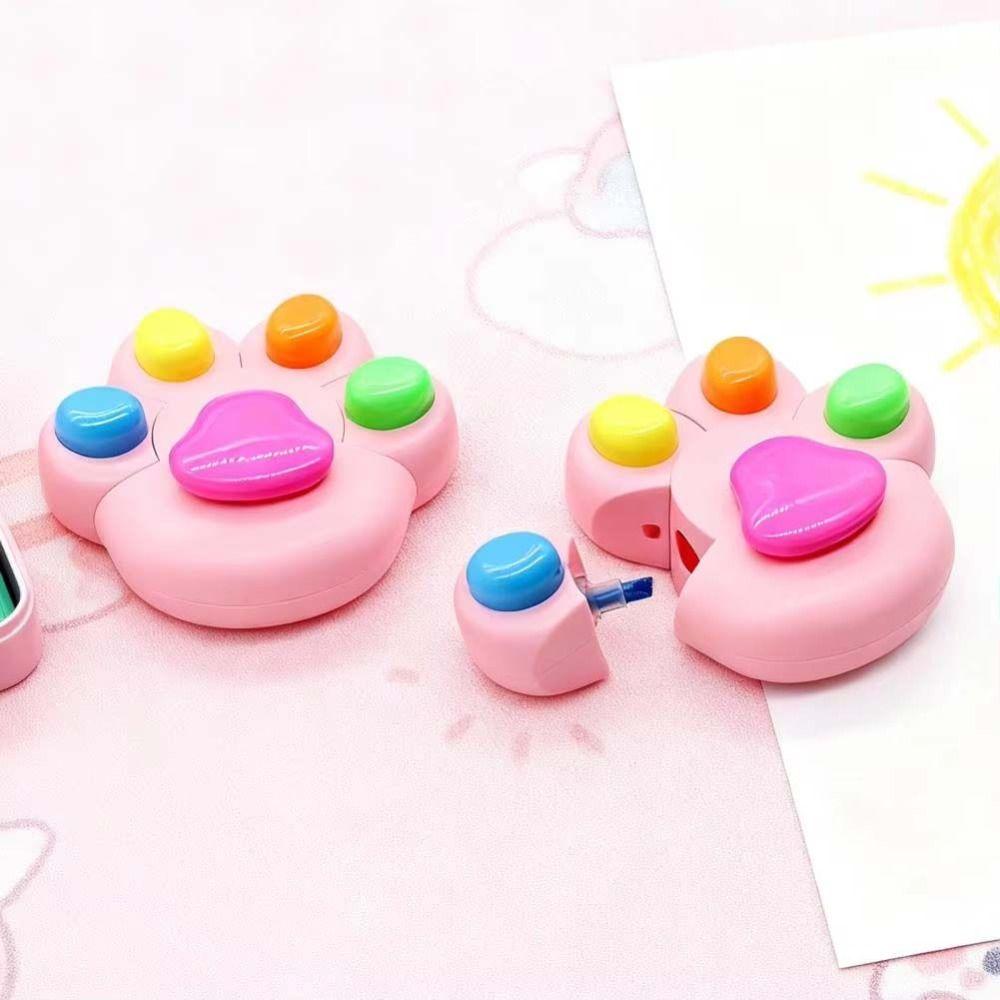 Stamps Cartoon Cat Paw Highlighter Pen Graffiti Handmade Funnyl Highlighter Pen DIY Marking Fluorescent Marker Birthday Gift