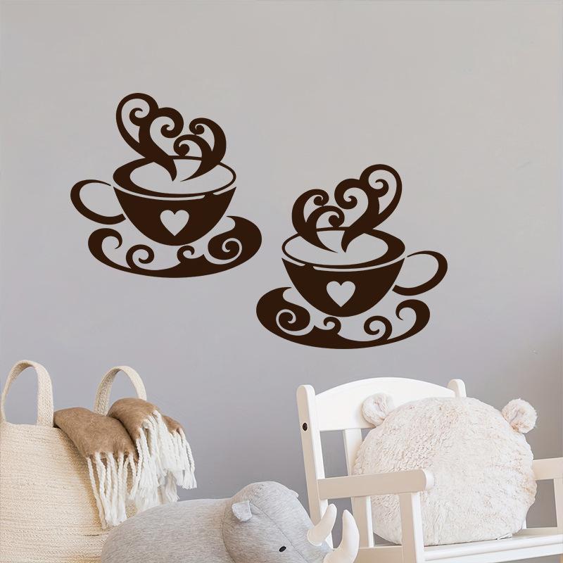 Coffee Cup Creative Wall Sticker Bedroom Living Room Restaurant Cafe Background Decorative Wall Sticker
