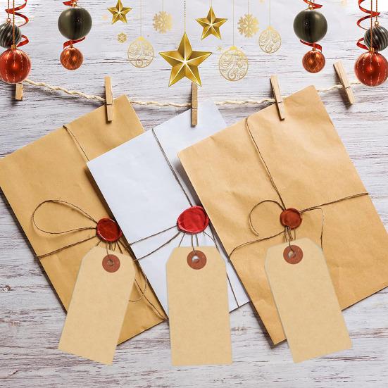 100 Pcs Kraft Paper Shipping Tags with String Empty Cardboard Sale Price Tag Name Gift Hang Tag for Jewelry Clothing Inventory Labeling