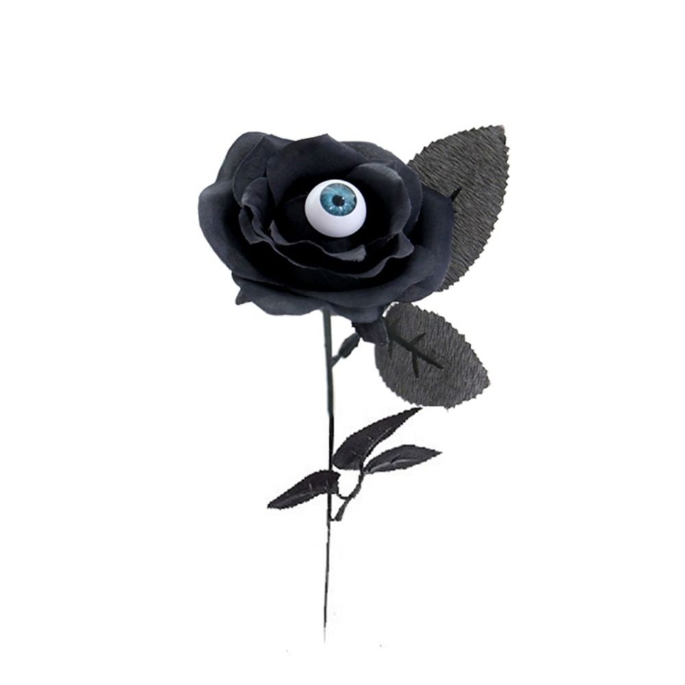 With Eyeball Eyeball Fake Flower Handmade Artificial Black Rose  Cosplay Supplies