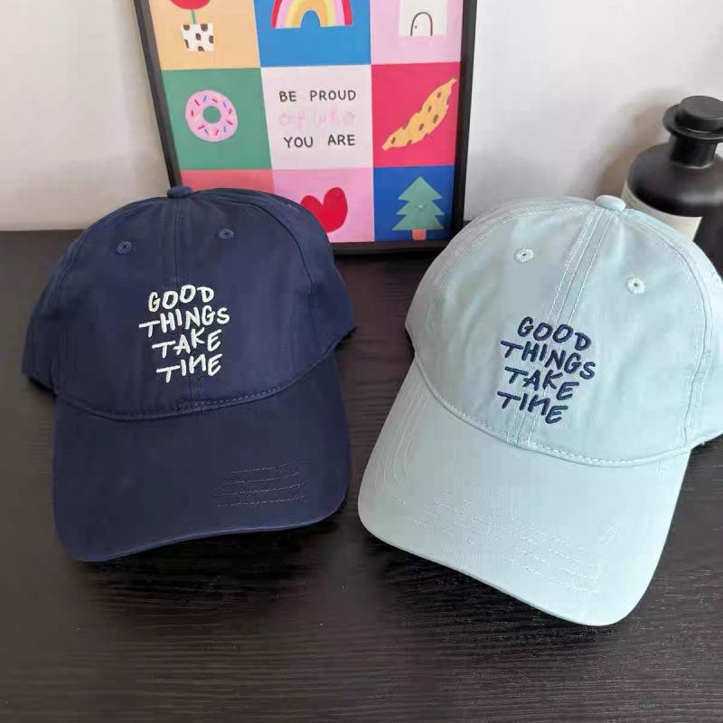 Hat Street Versatile White Letter Embroidery Cap Women's Big Head Circumference Face Small Shade Baseball Cap
