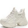 9cm Genuine Leather Women Casual Shoes White Platform Wedge Hidden Heel Shoes White Chunky Sneakers Vulcanize Skateboard