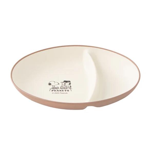PEANUTS Snoopy Oval Plate With Divider ( CONTENT and HAPPY ) Snoopy Japan NEW