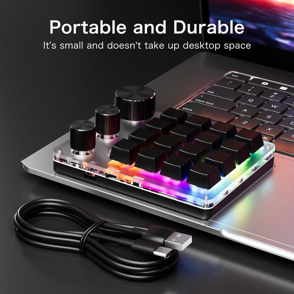Программируемая ro Клавиатура 16 клавиш 3 ручки Игровая клавиатура с проводным USB+ Режим Регулятор громкости