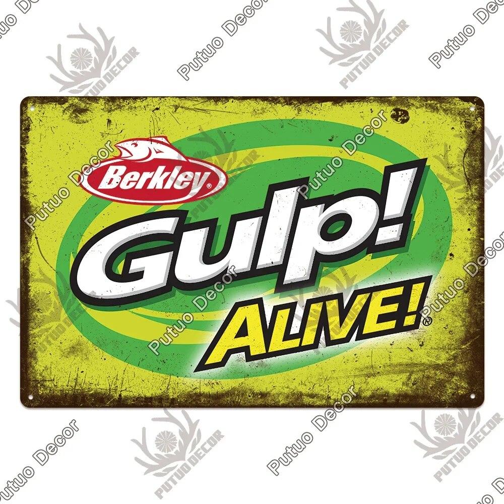 Putuo Decor Fishing Gear Retro Tin Sign Plaque Metal Plate Vintage Wall Art Poster Decoration for Tackle Shop Home Iron Painting