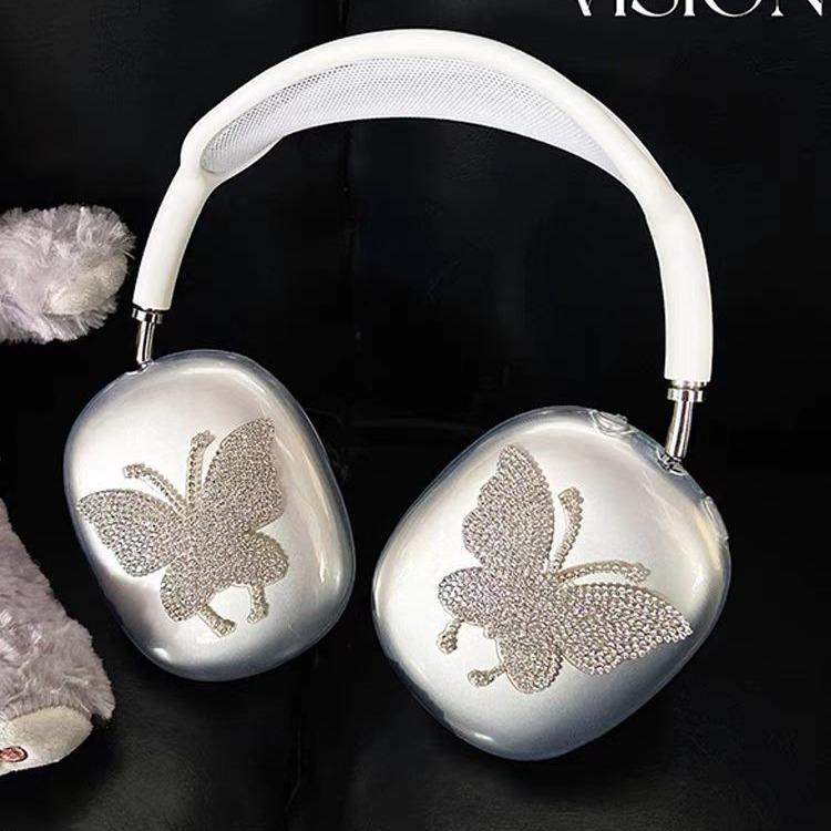Premium Flash Diamond Butterfly AirPods Max Protective Cover Apple Headcap Earmuffs Earphone Case -