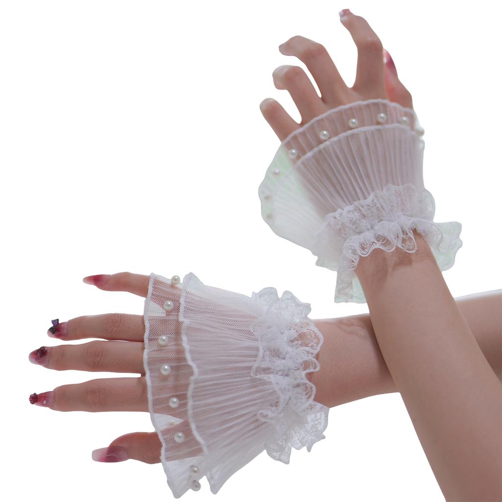 Elegant Pearl Lace Cuffs Sleeves Wrist Cuffs For Nail Art Photography And Fashion Decorative Sleeves Hand Accessories