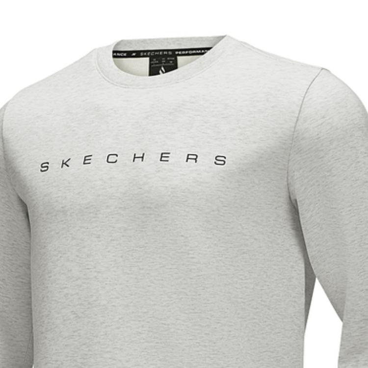 Skechers Удобная Модная Универсальная Толстовка с Длинным Рукавом Мужская толстовка Светло-Белый Серый P125M027-0248