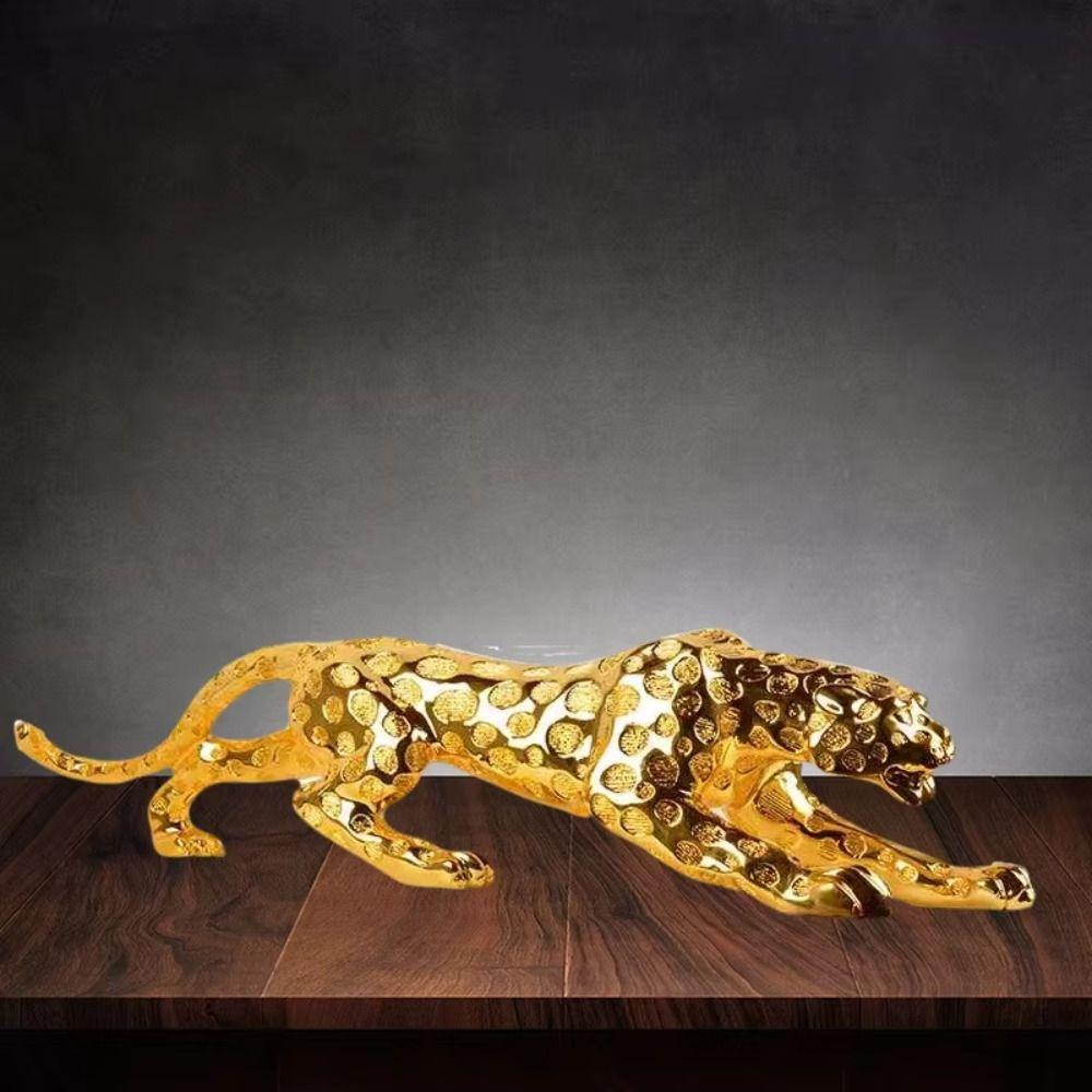 Lucky Animal Leopard Figurines Gold Brass Leopard Miniatures Vintage Cheetah Small Statue Tea Pet