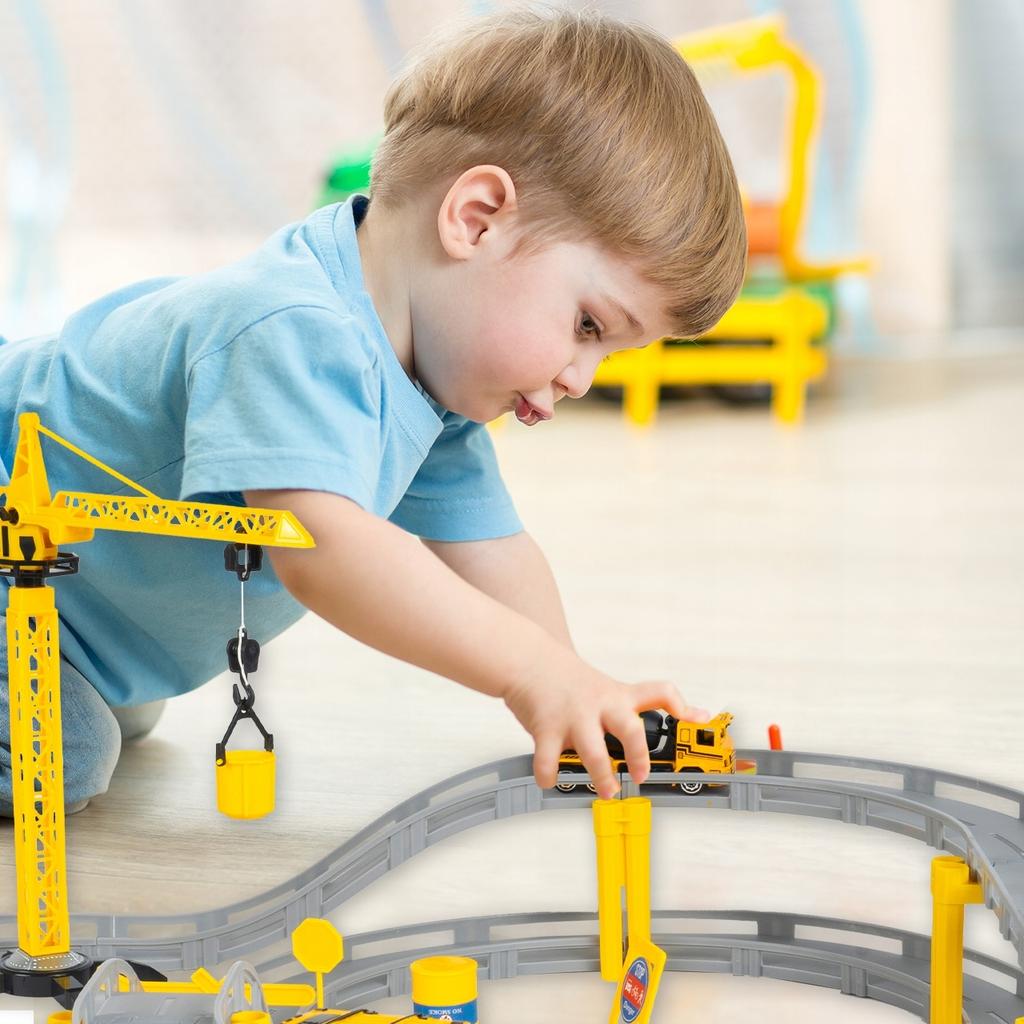 [PACZA][5] Car Track Construction Site Car + 3 Metal Construction Vehicles Z834
