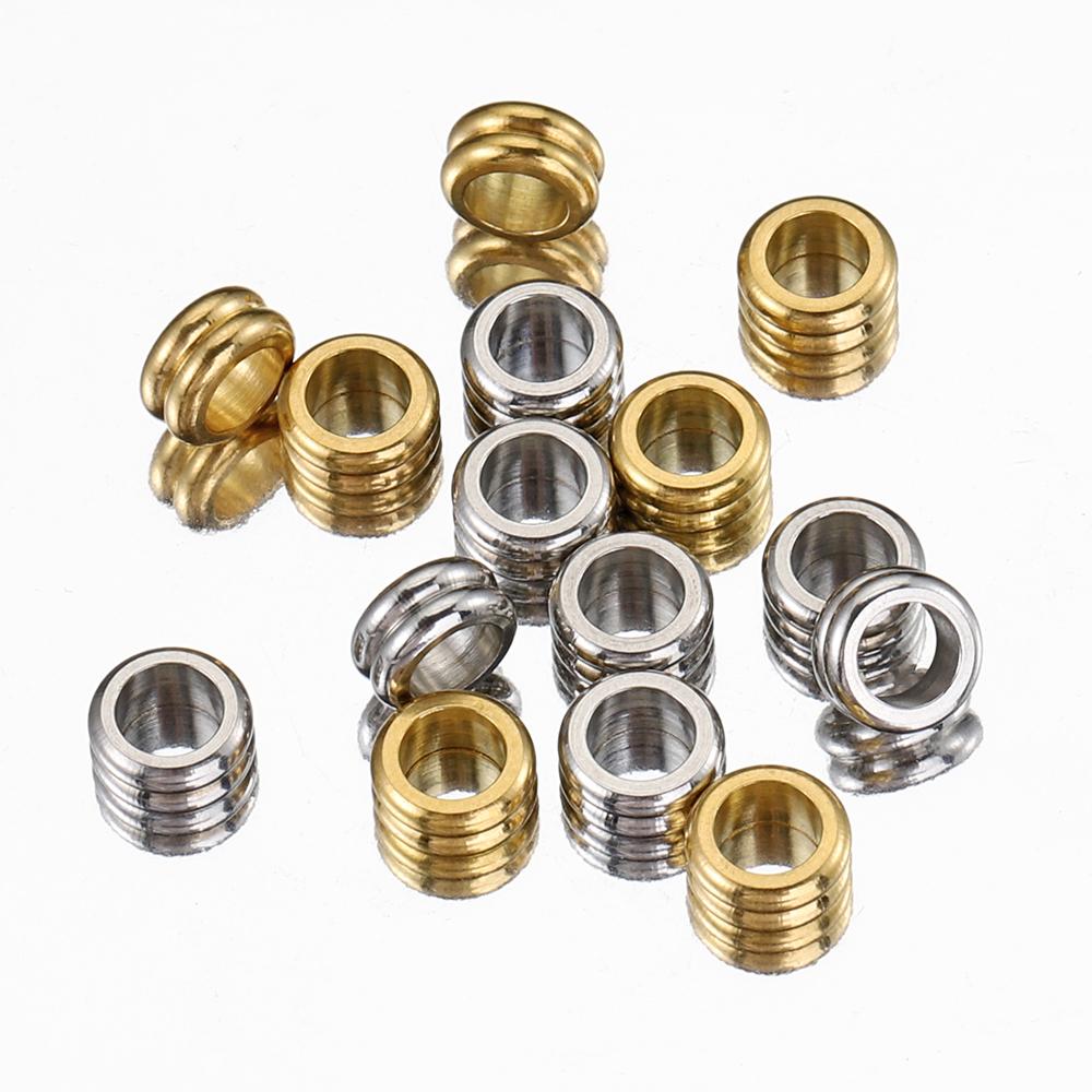 10pcs 6mm Stainless Steel Loose Beads Gold Color Big Hole Spacer Beads for DIY Jewelry Making Beads Bracelet Necklace Findings