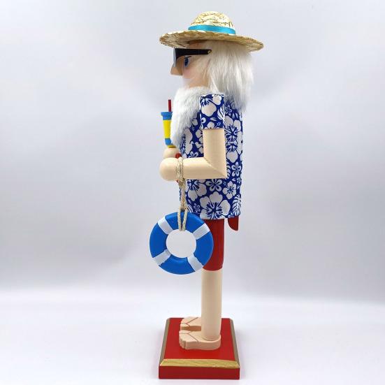 Летний Санта-Щелкунчик Традиционный гавайский тематический пляжный Санта-Щелкунчик Фигурка День на пляже Рождественский декор из деревянного Щелкунчика