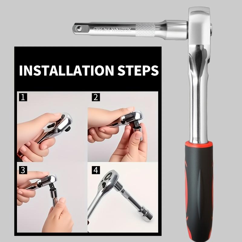 Набор из 12 ключей с храповым механизмом, привод 1/2 дюйма, стальные механические инструменты, набор разводных шестигранных гаечных ключей для ремонта автомобилей и мотоциклов, двухстороннее руководство