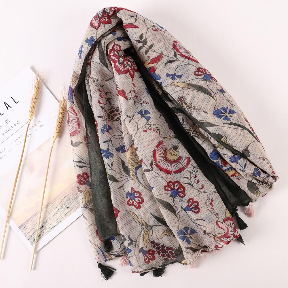 New Fashion Summer Women Scarf Bohemia Flower Beach Hijab Shawls and Wraps Female Foulard Echarpe Designer Pashmina Bandana