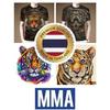 Lin Tiger Muay Thai T-Shirt Kick Boxing 3D Print Vintage Training UV Protect Quick Dry Men Women Unisex Short Sleeve Round Neck MMA Mix Martial Art