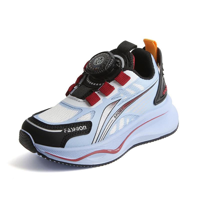 Детская спортивная обувь 2025 года, весна и осень, повседневная обувь для мальчиков, вращающиеся кнопки, кроссовки для девочек с мягкой подошвой