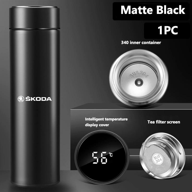 ICPG4 For Skoda Smart Thermo Mug Filter Coffee Drink Flask Temperature Display Cup Kamiq MK3 Roomster Rapid Kodiaq Karoq Fabia Enyaq