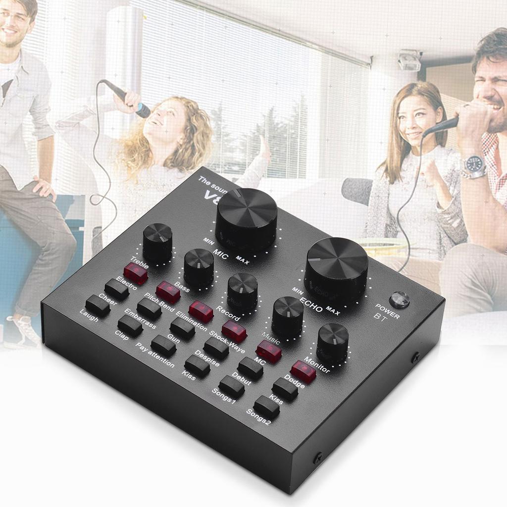 Внешняя звуковая карта для микширования звука USB аудиоинтерфейс с несколькими звуковыми эффектами встроенная перезаряжаемая батарея для