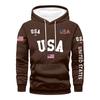 Men's Loose Flag Printed Hooded Sweatshirt Men's Casual Fashion Sports Sweatshirt