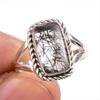 Natural Black Rutile Gemstone 925 Solid Sterling Silver Jewelry Ring Size 6 D7d15