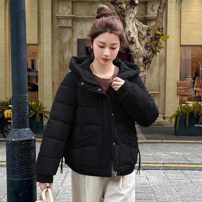 Зимняя новая хлопковая куртка женская с капюшоном универсальная модная простая хлопковая свободная хлопковая куртка