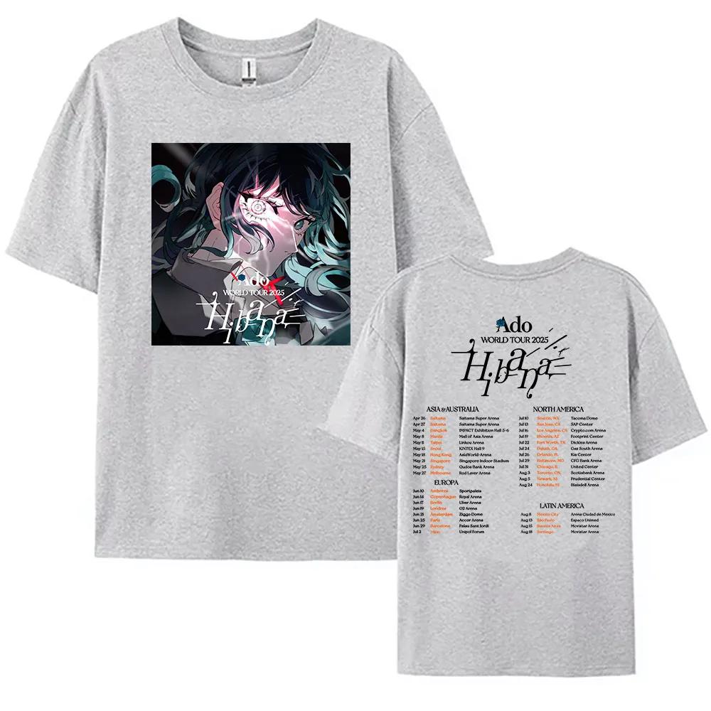 Горячая распродажа Ado WORLD TOUR 2025 Hibana Футболка Хлопковая футболка с коротким рукавом Японский стиль Модная принтованная одежда Женская Мужская Летняя футболка