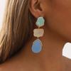 1 Pair Women Hanging Earrings Exaggerated Geometric Color Matching Smooth Bohemian Style Club Party Dangle Earrings Ear Jewelry