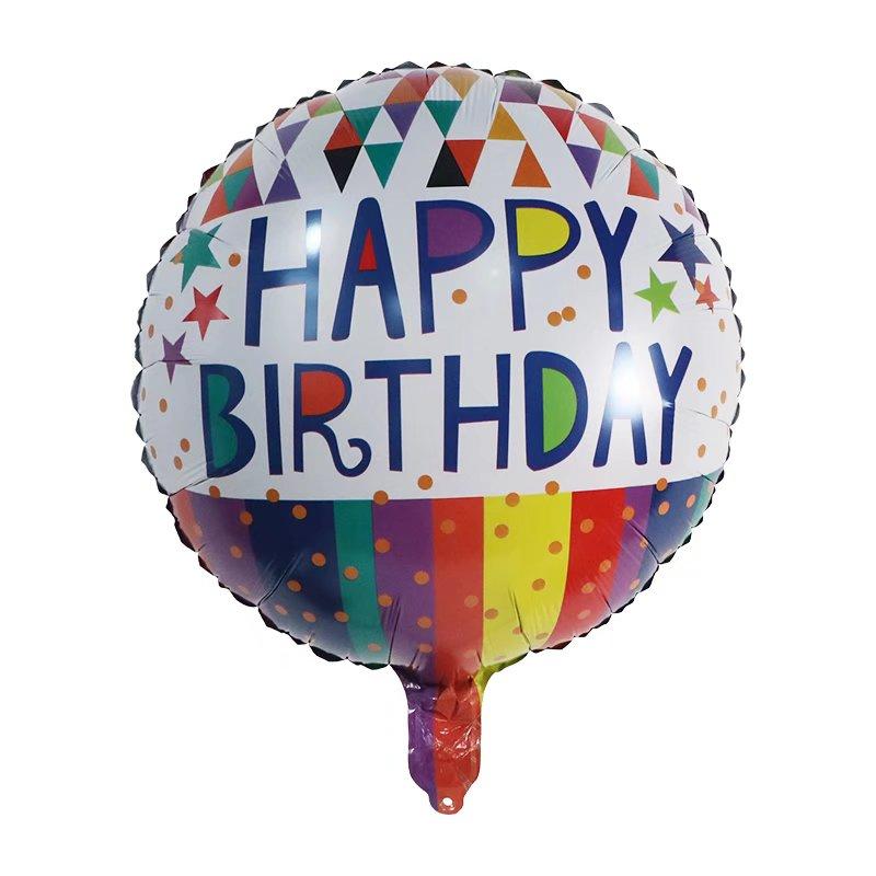 50Pcs/lot 18inch English Happy Birthday Aluminum Foil Balloon Round Helium Balloon Kids Birthday party decoration Air Golobs