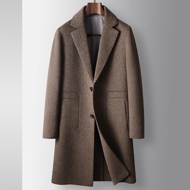 Осенне-зимний двусторонний шерстяной тренчкот с воротником средней и длинной длины, молодежное деловое теплое шерстяное пальто